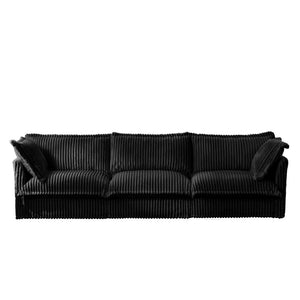 English Elm Slipcovered 3-Seater Sofa - Luxurious Black Corduroy Couch With Removable Covers & Plush Comfort W3041S00096-GIGA