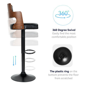 English Elm Swivel Bar Stools Set Of 2 - Adjustable Height, Comfortable Pu Leather Chairs For Kitchen Island T3950P396624-GIGA