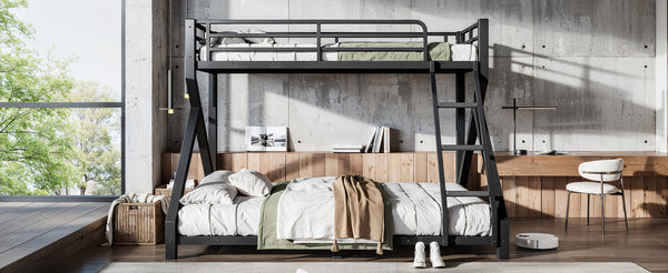 English Elm Twin Xl Over Queen Metal Bunk Bed Low Profile Steel Frame for Guest Rooms W5305S00032