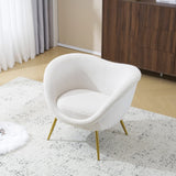 Christopher Knight Home® - Noble House - - Modern Accent Chair For Living Room, Lounge Chair For Bedroom With Gold Metal Legs, Vanity Chair For Makeup Room, Teddy Velvet, Cream White