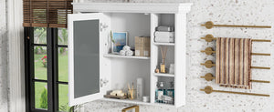 English Elm 35'' 35' 35'' x 28'' Wall Mounted Medicine Cabinet with Mirror Door, Modern MDF Storage with Towel Rod White N710P196545K