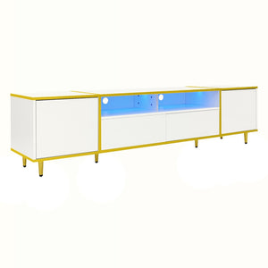 English Elm Vibe 70.9'' Modern Tv Stand For 80'' Tvs - Chic Entertainment Center With Led Lights & Ample Storage N724P284377K-GIGA