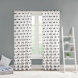 Intelligent Design Sophie Casual Pom Pom Embellished Curtain Panel ID40-1797 Black