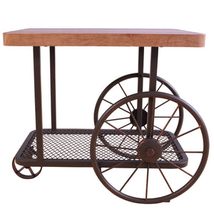 English Elm Oak Antique Grey End Table With Shelf & Casters - Charming Vintage Design For Versatile Living Spaces B062P209082