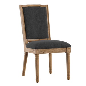 Homelegance By Top-Line Mayer Ornate Linen and Wood Dining Chairs (Set of 2) Dark Grey Rubberwood