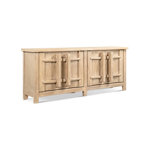 English Elm Rowan Solid Reclaimed Pine Four Door Sideboard Wide Storage Cabinet for Dining Rooms B2719P474456