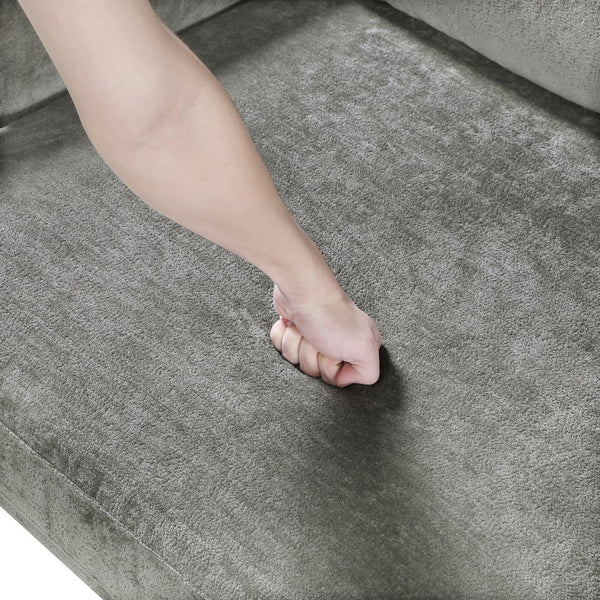 English Elm Modern Accent Chair with Chenille Upholstery, Solid Wood Frame, Plush Seat & Back for Living Room Comfort Brown Gray 30.25 L x 29.5 W x 17.5 H B011P281852