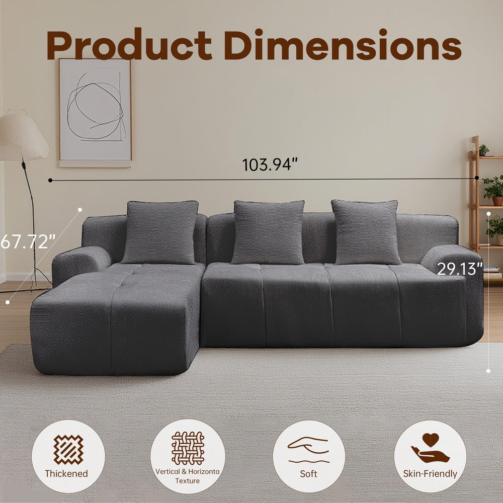 English Elm Modern Modular Sectional Sofa - L-Shaped Chaise Lounge, Deep Seat Comfort, No Assembly & Stylish Design W3737S00001