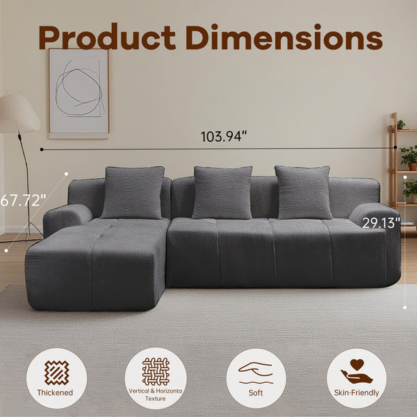 English Elm Modern Modular Sectional Sofa - L-Shaped Chaise Lounge, Deep Seat Comfort, No Assembly & Stylish Design W3737S00001