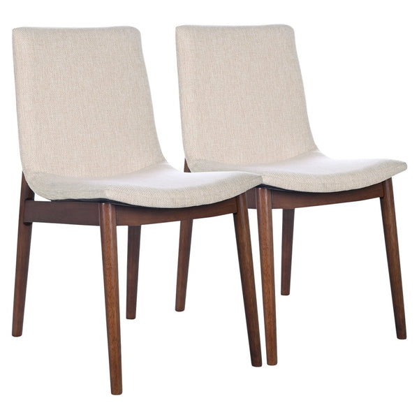 English Elm Ravel Upholstered Dining Chair Set Padded Beige Polyester Solid Wood Frame Pair B183P255321