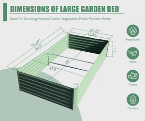 English Elm 8x4x1.5 Galvanized Raised Garden Bed with Thick Safety Edge, Rust-Resistant Steel, Drainage-Friendly Design Green W1859P197977