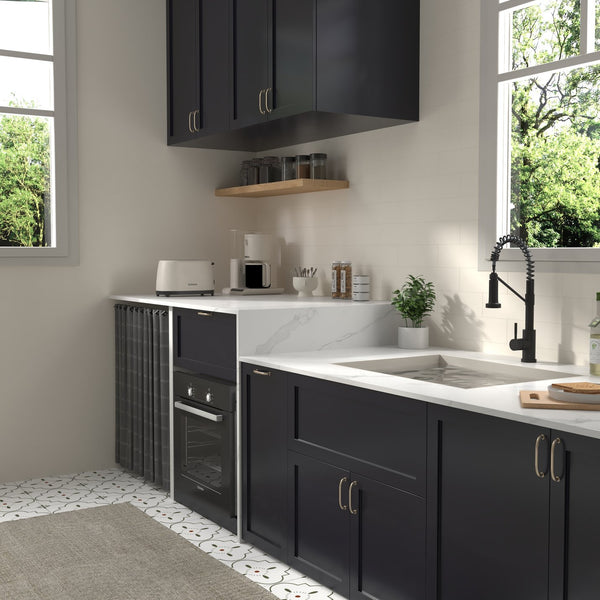 English Elm Bothwa Pull Down Kitchen Faucet with Stainless Steel Spout and Ceramic Cartridge Control Matt Black B2724P262356