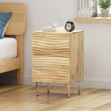 Christopher Knight Home® Handcrafted Mango Wood Nightstand with Wave Design Door, Shelving Space: 18