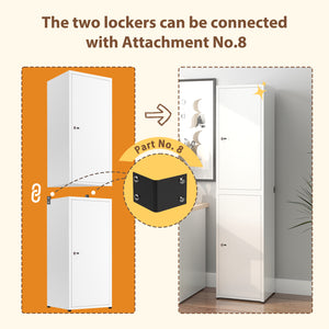 English Elm Metal Locker Cabinet with Combination Lock Adjustable Shelves White Powder Coat Finish T5667P494570