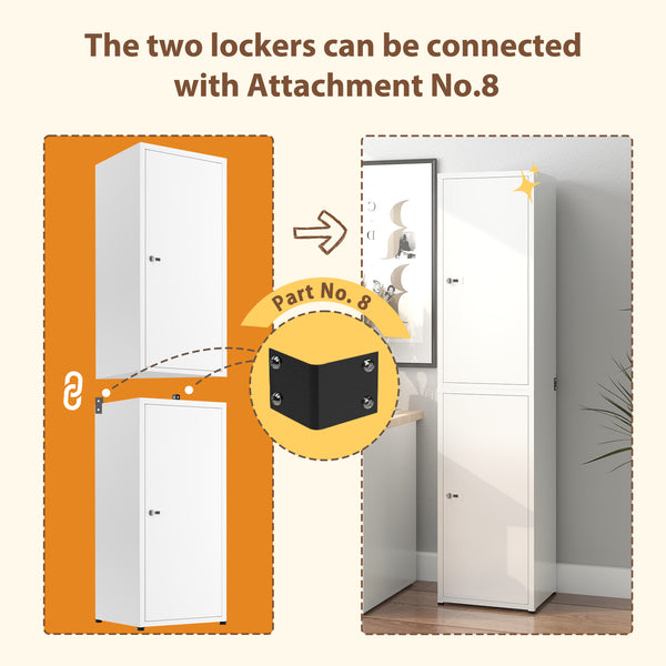 English Elm Metal Locker Cabinet with Combination Lock Adjustable Shelves White Powder Coat Finish T5667P494570