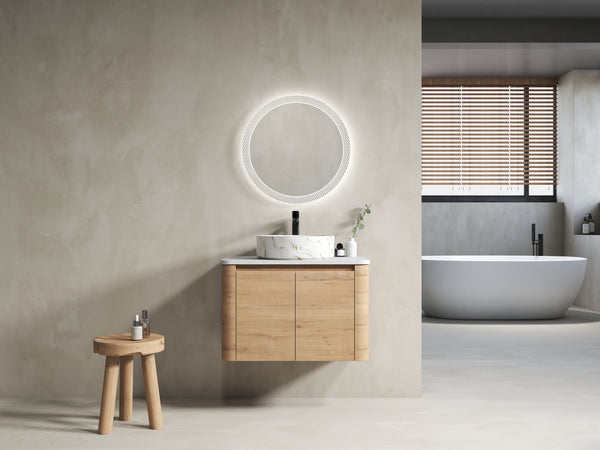 English Elm 30'' Wall-Mounted Bathroom Vanity With Ceramic Sink, Soft-Close Doors & Stylish Space-Saving Design W999S00389