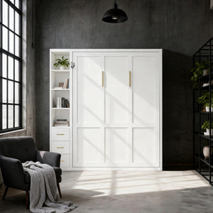 English Elm Diy Queen Murphy Bed with Integrated Workspace Desk for Studio and Home Office W5290S00002
