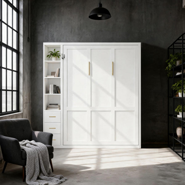 English Elm Diy Queen Murphy Bed with Integrated Workspace Desk for Studio and Home Office W5290S00002