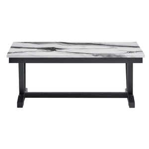 English Elm Paula Faux Marble Top Coffee Table with Sculptural Double Pedestal Base for Living Rooms B201P411479