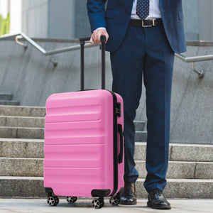 English Elm Hardshell Abs Four Piece Luggage Set with Spinner Wheels Tsa Lock Packing Cubes Pink N730P262653P