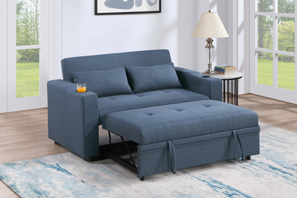 English Elm Modern Linen Convertible Sleeper Sofa with Usb Ports Cup Holders and Pull Out Bed B011S02178