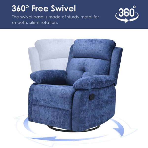 English Elm Small Swivel Rocker Recliner Compact Upholstered Accent Chair for Bedroom T3623P434287