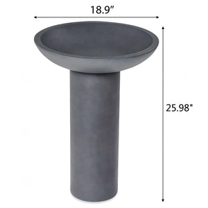 English Elm Polyresin Column Pedestal Birdbath Faux Stone Finish Weather Resistant Outdoor Garden N772P450057G