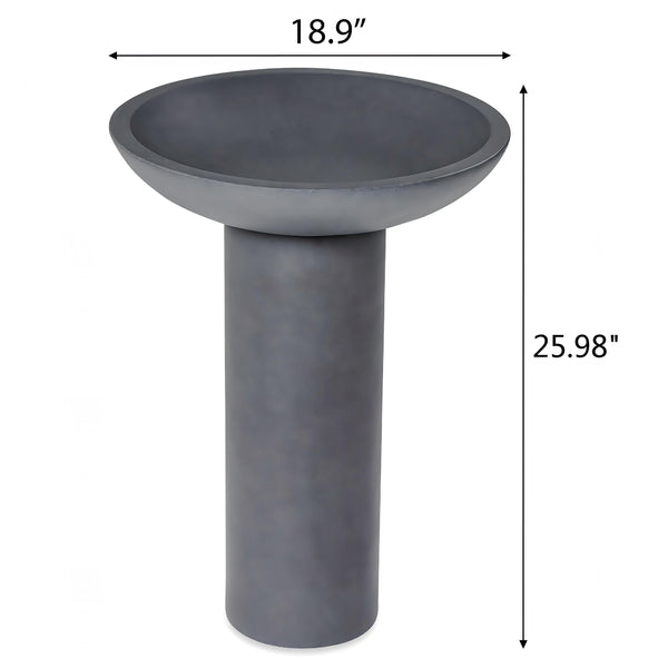 English Elm Polyresin Column Pedestal Birdbath Faux Stone Finish Weather Resistant Outdoor Garden N772P450057G