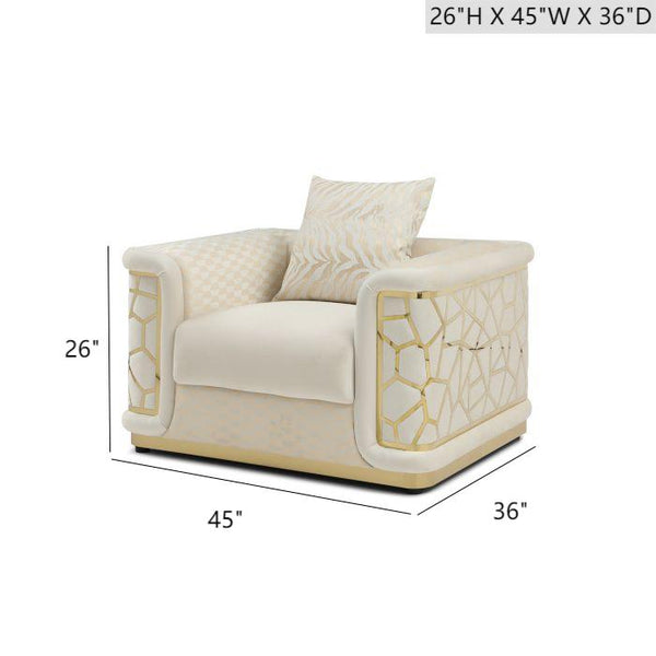 English Elm Talia Art Deco Accent Chair Hardwood Frame Structured Back Geometric Living Room Ivory B078P301558