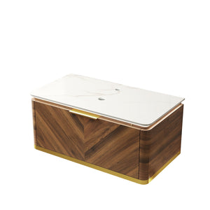 English Elm 36" Muri Oak Woodgrain Plywood Bathroom Vanity Cabinet with Soft Close Doors W2615P330745