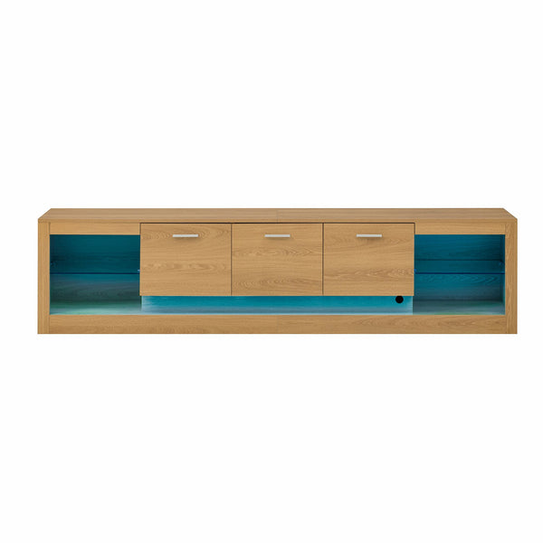 English Elm 78'' Modern TV Stand with LED Lights, 6 Cabinets, 2 Open Shelves, Soft-Close Doors & Cable Management for TVs up to 90" N710P332619P