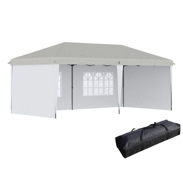 English Elm Outsunny 10' X 20' Heavy-Duty Pop Up Canopy Tent With Sidewalls - Perfect For Parties & Events! W2225P174250-GIGA