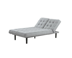 English Elm Light Gray Futon Sofa With Biscuit Tufting – Convertible Chaise Couch For Modern Living Spaces B2741P314817