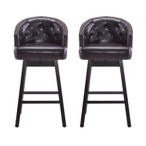 English Elm Christopher Knight Home® - 33.25" Swivel Counter Stools Set of 2 — 360° Faux Leather Bar Stools with Tufted Back, Footrest, Adjustable Feet WF532108BRN