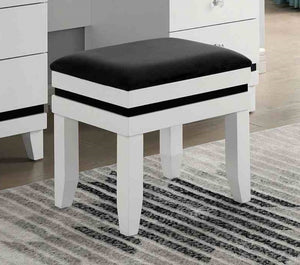 English Elm Contemporary Glam Vanity with Rhinestone Trim and Tempered Glass Top, High Gloss Finish, Illuminated Appeal Black,White 38 L x 23 W x 35 H B2741S00684