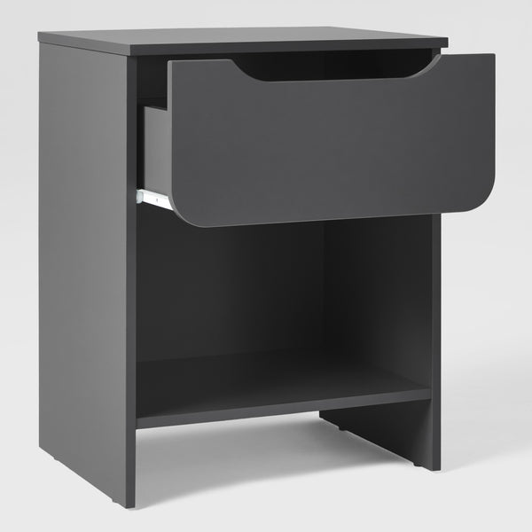 Domm Modern Scandinavian Nightstand with Open Cubby, Sleek Design & Quick 30-Minute Assembly