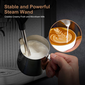 English Elm 20 Bar Espresso Machine Stainless Steel Compact Vintage Style with Steam Wand W1002P292362