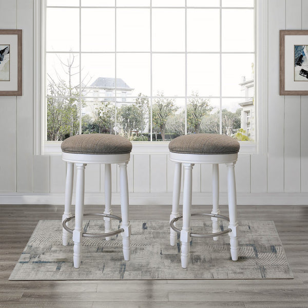 English Elm AGODY 26" Counter Swivel Bar Stools Set of 2 with Cushioned Fabric Seats, Iron Footrest, 300lb Capacity W2170P208071