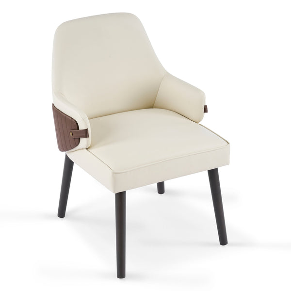 English Elm Indoor Two-tone Fabric Armchair Set Curved Back Ergonomic Dining Accent Seating Beige,Brown N779P370716L