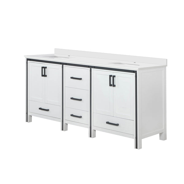 English Elm White Solid Wood Double Bath Vanity 72" x 22" with Cultured Marble Top, Soft-Close Drawers, Storage B2731P260721