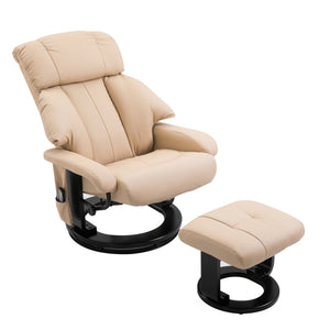 English Elm Homcom Massage Recliner Chair With Ottoman, 10-Point Vibration, 360° Swivel, Pu Leather Comfort W2225P217945
