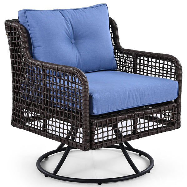 English Elm GO 4 Pieces Outdoor Acacia Wood Sofa Set with Removable Cushions, Woven Armrests & Coffee Table Blue N704G201247C