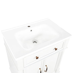 English Elm 27.8" White Ceramic Bathroom Sink with Integrated Basin and Built-in Overflow Drain W1801P404316