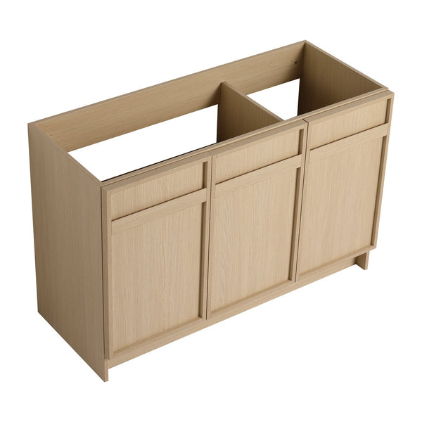 English Elm 48" Freestanding Bathroom Vanity with 3 Soft-Close Doors, Adjustable Shelf, Scratch & Water-Resistant Finish W999P239163