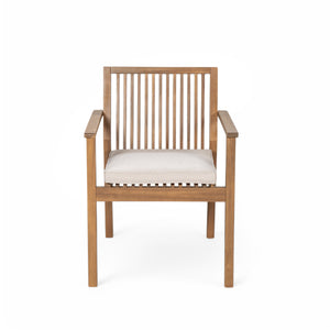 English Elm Christopher Knight Home® - Patio Acacia Wood Dining Chairs Set of 2 with Waterproof Cushions, Ergonomic Armrests, 400 lb Capacity Beige,Brown N779P234497B