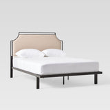 Upholstered Traditional Metal Queen Bed Tan MMIB5CTN Walker Edison