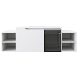 English Elm 60" Freestanding Double Sink Bathroom Vanity with Soft-close Doors and Three Drawers W999S00531