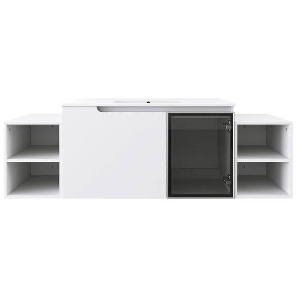 English Elm 60" Freestanding Double Sink Bathroom Vanity with Soft-close Doors and Three Drawers W999S00531