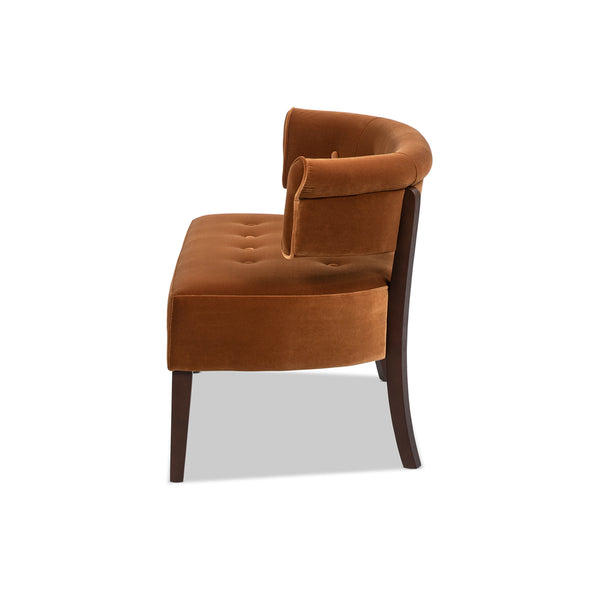 English Elm Jennifer Taylor Home - Jared Mid-Century Tufted Bench Settee in Performance Velvet — Kiln-Dried Frame, Plush Supportive Seating Burnt Orange B2719P355286