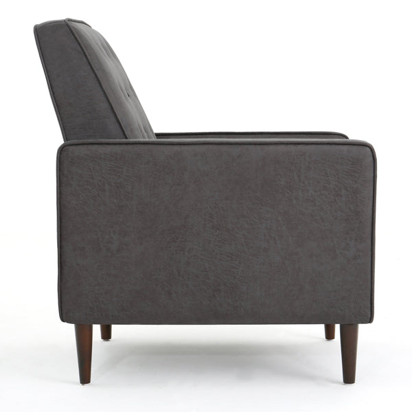 English Elm Christopher Knight Home® - Fabric Recliner Chair Mid-Century Modern Pushback Single Sofa with Tufted Cushion, Birch Legs, Cozy Comfort Slate 60741.00MF